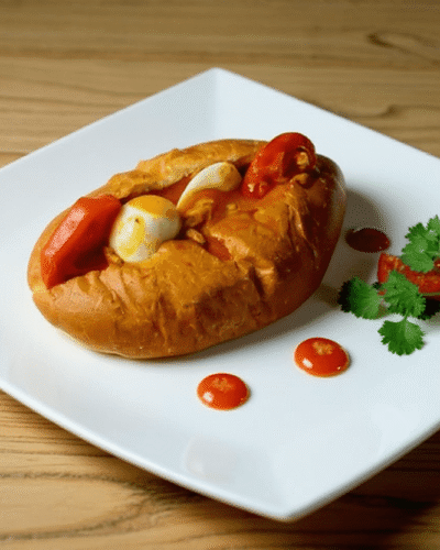 Descubre el auténtico sabor latino en Los Amigos Latin Grill. Prueba nuestro pan salvadoreño relleno de carne de gallina, verduras y salsa especial.